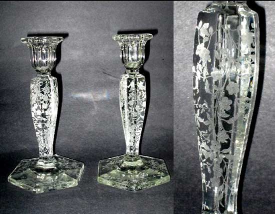Fostoria #1485 Candlestick w/ B Etch