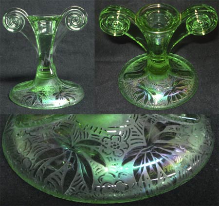 Fostoria #2395 1/2  Candleholder with Palm Brocade Etch