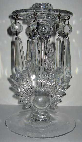 Fostoria #2545 Flame Candlestick with Lustres