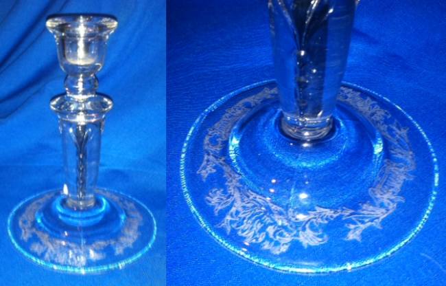 Paden City # 890 Candlestick w/ Leeuwen Etch