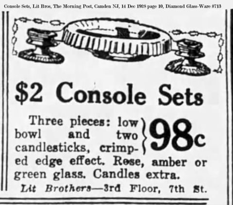 Diamond # 713 Console Set Advertisement