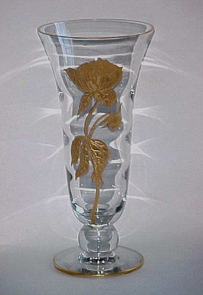 Tiffin Rose of Britain Gold Encrusted Etch