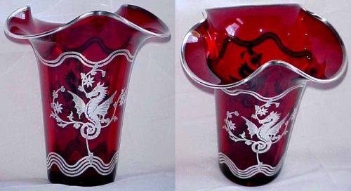 Rockwell Seahorse Decoration on New Martinsville # 37  Vase