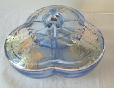 New Martinsville Three-Part Covered Candy Dish