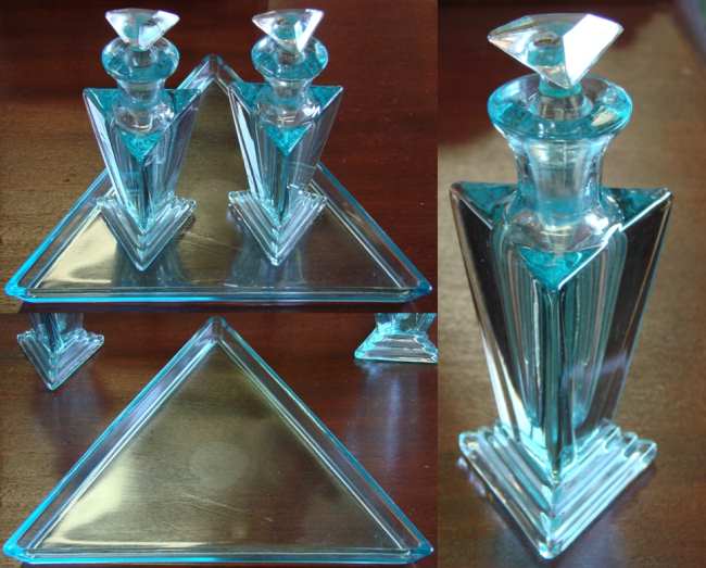 New Martinsville #  33 Modernistic Perfumes & Tray