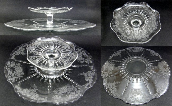 New Martinsville #  42 Radiance Cheese & Cracker w/ Meadow Wreath Etch