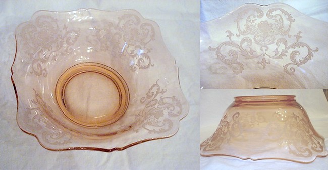 New Martinsville #  35 Fancy Squares Large Bowl