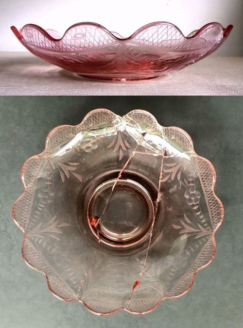 New Martinsville Scalloped Bowl w/ "Celebration" Cut