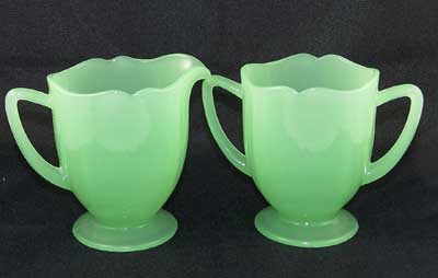 New Martinsville #  35 Fancy Squares Creamer & Sugar
