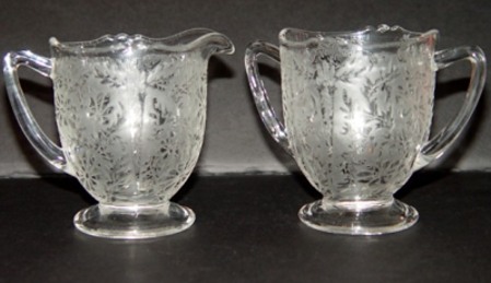 New Martinsville #  36 Cream & Sugar w/ #  25 Etch