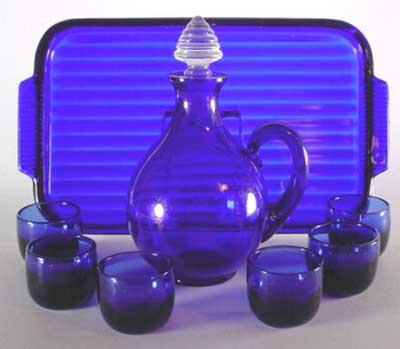New Martinsville #  37 Ritz Blue Cordial Set