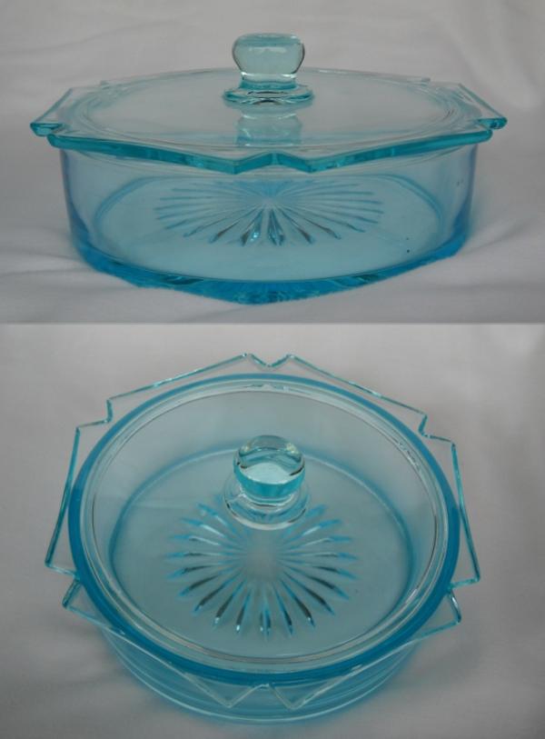 New Martinsville Notched Hexagon Covered Candy Box