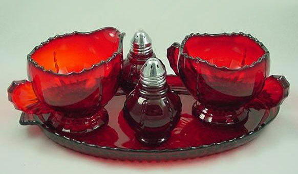 New Martinsville #  42 Radiance Five-Piece Service Set