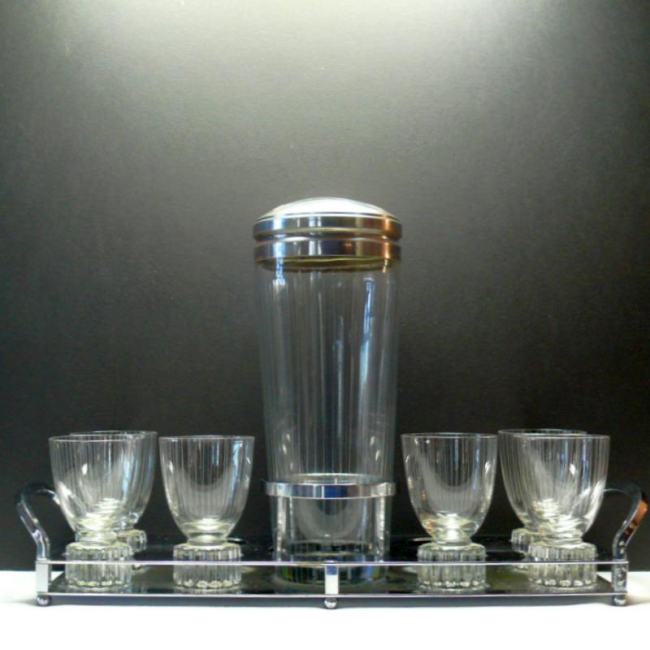 Morgantown # 7023 Cog Cocktail Set w/ Metal Tray
