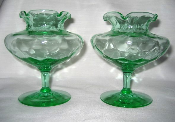 Morgantown #   12 Viola Vases w/ Peacock Optic