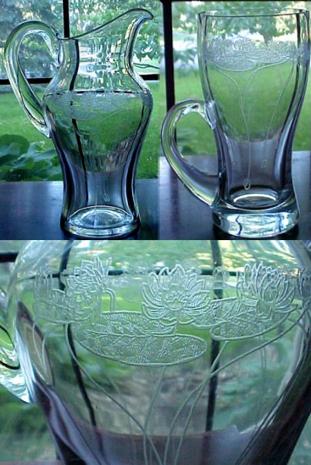 Morgantown #   10 Heacock Jug w/ # 727 Victoria Etch