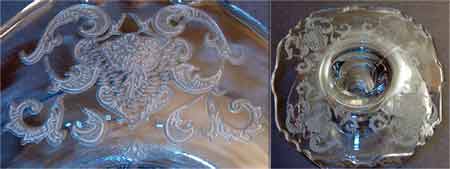 New Martinsville "Floral & Scroll" Etch