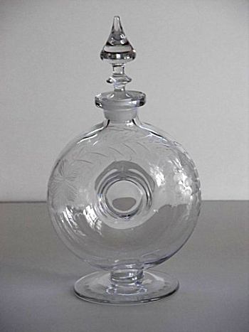 Cambridge #1542 LifeSaver Decanter w/ Grape Leaf Cutting