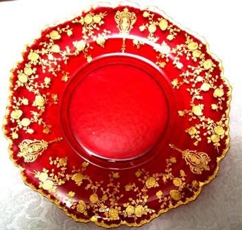 Cambridge #3500/  5 Carmen Gadroon Salad Plate w/ GE Rose Point