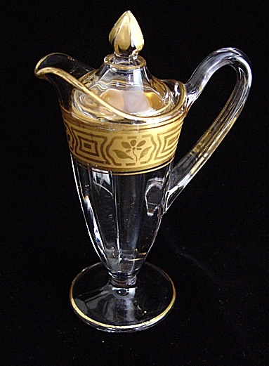 Cambridge # 805 Syrup & Cover w/ Unknown Gold Decoration