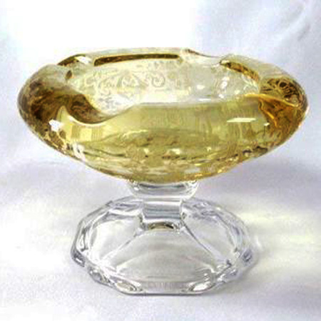 Cambridge # 388 Bi-Color Footed Ashtray w/ #752 Diane Etch