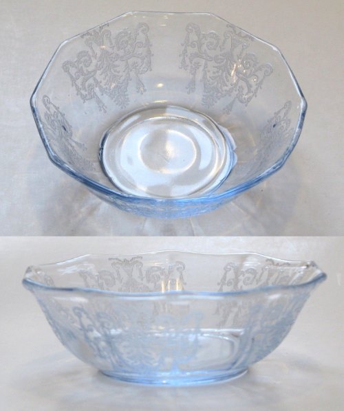 Cambridge #1101 Cranberry Bowl w/ Cleo Etch