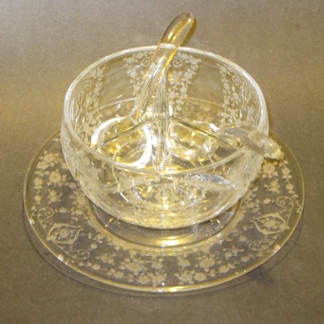 Cambridge #1493 Triple Salad Dressing Set w/ #752 Diane Etch