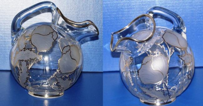 Cambridge #3400/ 38 Ball Jug w/ National Silver Deposit Ware Decoration