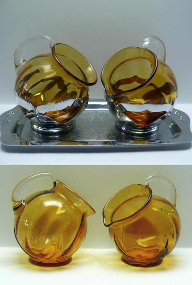 Cambridge #3400/  98 Farber Bros. Cream, Sugar & Tray
