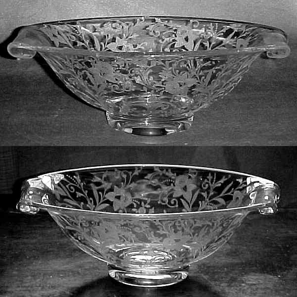 Cambridge # 384 Pristine Oval Bowl w/ Daffodil Etch