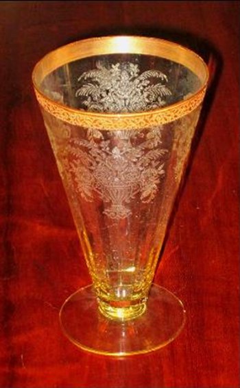 Cambridge #3060 Footed Tumbler w/ # 695 / # 710 Etch