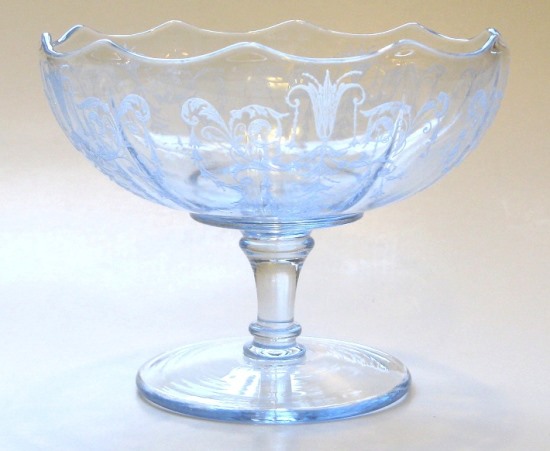 Cambridge # 612 Footed Almond w/ Cleo Etch