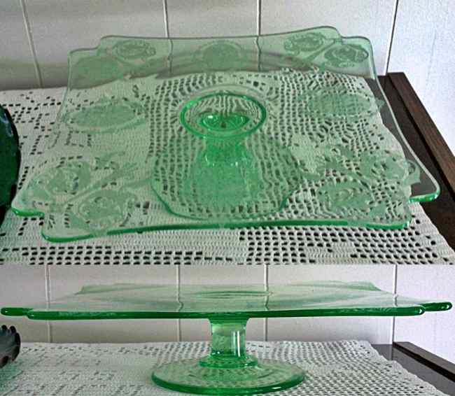 Cambridge # 707 Footed Cake Stand w/ #732 Majestic Etch