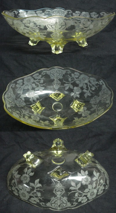 Cambridge #3400/1240 Refectory Bowl w/ Apple Blossom Etch
