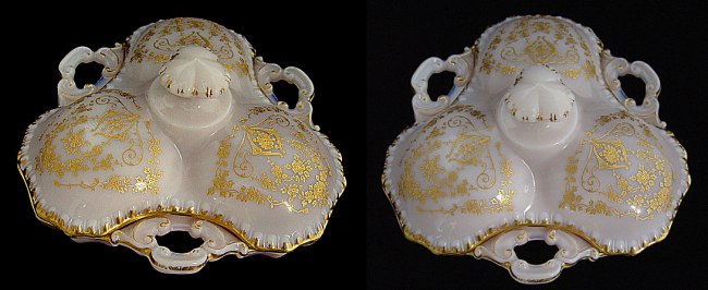Cambridge #3500/ 57 Gadroon Candy w/ Gold Encrusted #752 Etch
