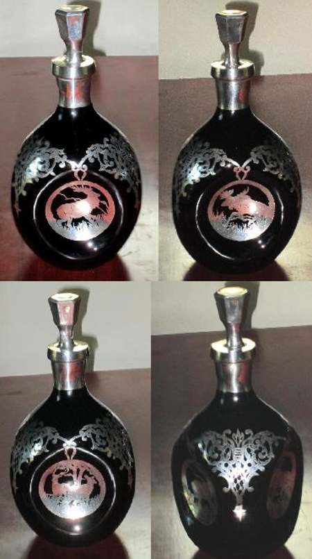 Cambridge #1070 Pinch Decanter w/ Silver Overlay