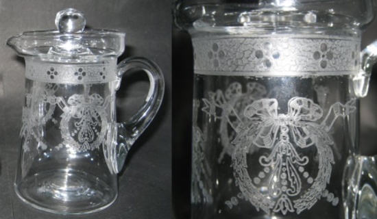 Cambridge # 106 Syrup & Cover w/ Wedgwood Etch