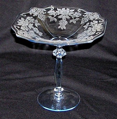 Cambridge #1090 Comport w/ Apple Blossom Etch