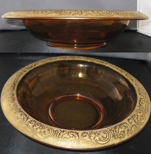 Cambridge #  32 Bowl w/ # 703 Florentine Gold Encrusted Etch