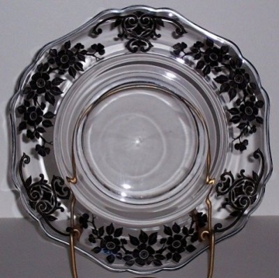 Cambridge #3400/  63 Dinner Plate w/ Apple Blossom Etch