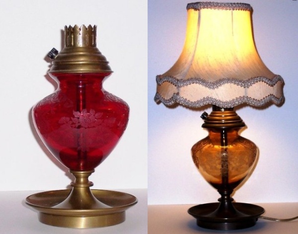 Cambridge #1309 Lamps w/ Apple Blossom Etch