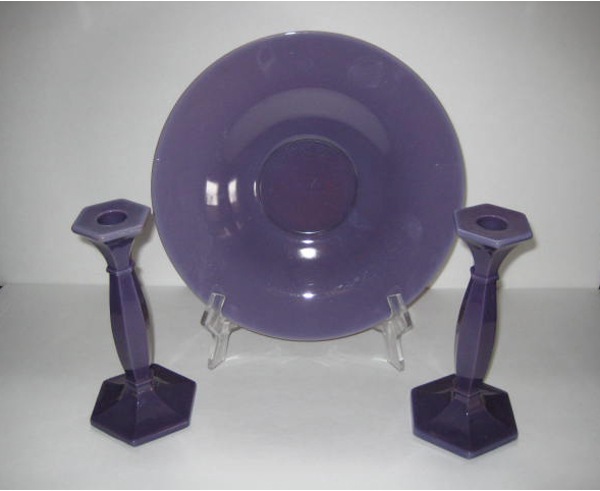 Cambridge #  29 Shallow Belled Bowl & #2800/ 235 Candlesticks Helio Console Set