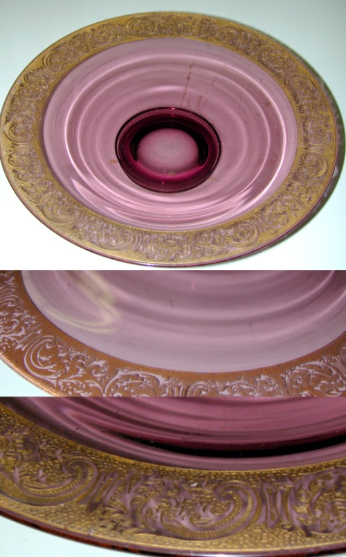 Cambridge #  30 Bowl w/ # 703 Florentine Gold Encrusted Etch