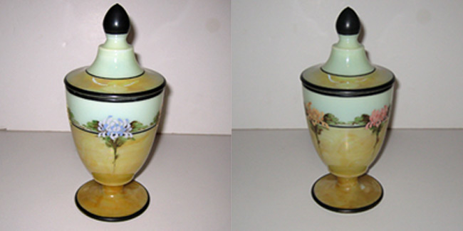 Cambridge #  96 Ivory Candy w/ Floral Decoration