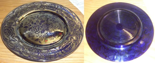 Cambridge #1402/25 Tally Ho Plate w/ Silver Overlay