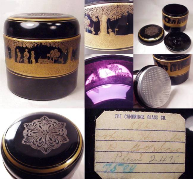 Cambridge # 882 Humidor w/ Gold-Encrusted Golf Scene Etch