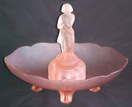 Cambridge #3400/1240 Bowl & Draped Lady Flower Frog
