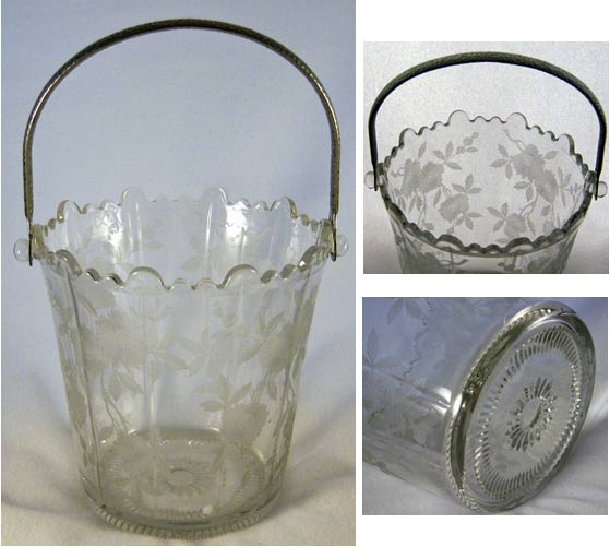 Cambridge # 674 Martha Ice Pail w/ Blossomtime Etch