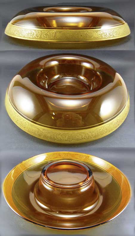 Cambridge # 679 Rolled Edge Bowl with #703 Florentine Etch