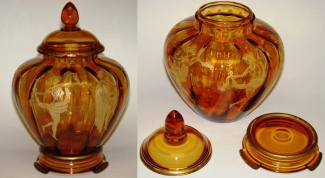 Cambridge # 510 Temple Jar w/ D 185 Gold Decoration